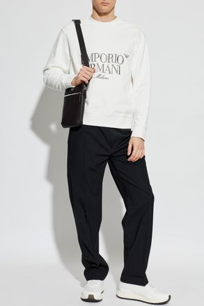 Emporio Armani Sweatshirt With Embroidered Logo, Mens, White