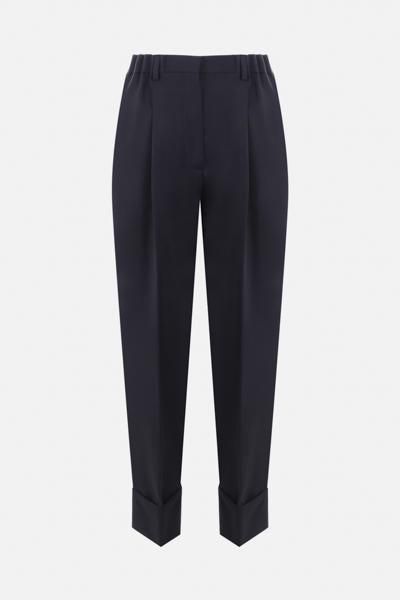 パンツ PRADA BLUE WOOL WIDE TROUSERS Slate Gray Technical wool pants with belt | PRADA