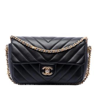 Chanel Pre-owned Quilted Lambskin Crossbody Bag - Dames - Pre-owned - Zwart - Maat: ONE Size Zijde