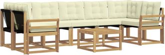 vidaXL Conjunto De Sof&aacute;s De Exterior 8 Uds. Blanco Y Crema Vidaxl