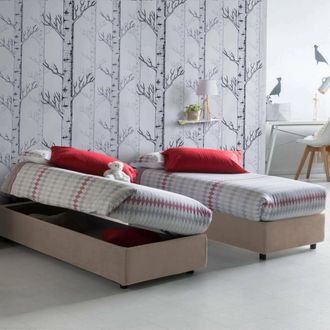 Dmora Dmora - Cama Individual Dcassan, Cama Contenedor Con Revestimiento De Tela, 100% Made In Italy, Apertura Lateral, Con Colch&oacute;n 80x190 Cm Incluido, T&oacute;rt