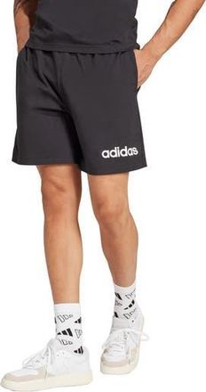 adidas Essentials Linear Single Jersey Shorts in Black/White at Nordstrom Rack, Size Medium