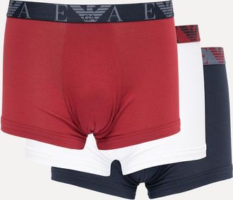 Emporio Armani Mens Emporio Armani 3 Pack Mens Boxer Briefs with Bold Monogram Logo - Armani Blue/Rhubarb/White MB313 - Red - Size: 33/32/32/5/5.5/6.5/7/6/7.5