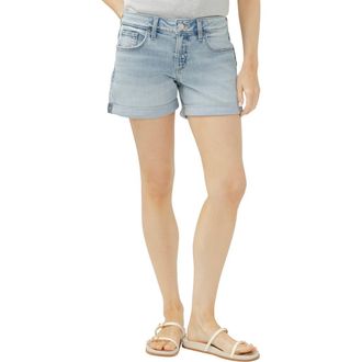 Silver Jeans Co Mid Rise Denim Boyfriend Shorts in Boogie at Nordstrom, Size 25