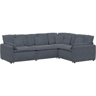 vidaXL Sof&aacute; Modular Con Cojines Terciopelo Gris Oscuro Vidaxl