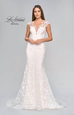 La Femme Nicole Dress In Ivory/latte/blush