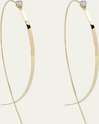 Lana Jewelry 14K Gold Solo Large Flat Upside Down Hoop Earrings with Diamonds, 60mm