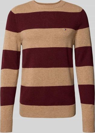 Tommy Hilfiger Regular Fit Strickpullover aus feinster Wolle in Bordeaux Melange, Größe XXXL