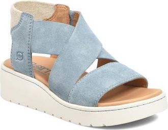 B&oslash;rn Kirby Wedge Sandal in Light Blue Suede at Nordstrom, Size 10