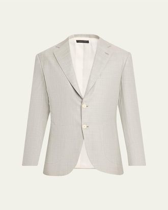 Brioni Mens Wool Plume Plaid Single-Breasted Sport Coat