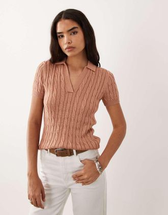 Ralph Lauren polo in maglia fine rosa