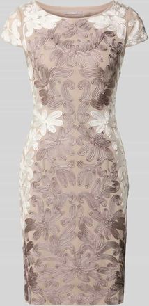 Christian Berg Cocktail Knielanges Cocktailkleid mit Kapp&auml;rmeln in Taupe, Gr&ouml;&szlig;e 34