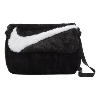 Nike Sportswear Futura 365 Faux Fur Crossbody Bag 1L Black White FB3048-010