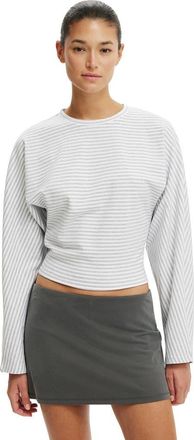 Cotton On Womens Blair Batwing Long Sleeve in Madi Stripe Grey Marle at Nordstrom, Size Xx-Small