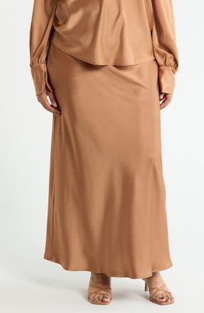 Renee C Satin A-Line Skirt in Caramel at Nordstrom Rack, Size 1X