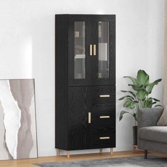 vidaXL vidaXL Credenza Rovere Nero 34,5 x 34 x 180 cm Legno multistrato