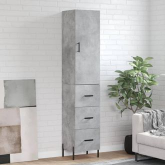 Berkfield Home Highboard Concrete Grey 34.5x34x180 cm Engineered Wood