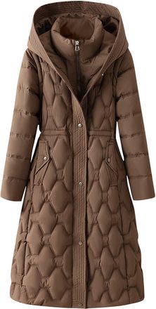 Generic Womens Long Winter Coats Detachable Sleeve Puffer Jacket to Sleeveless Padded Gilets Hooded Stand Collar Zip Up Trench Coat Thicken Parkas Ladies Eleg