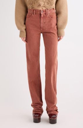 Chlo&eacute; Garment Dyed Straight Leg Jeans in Crimson Brown at Nordstrom, Size 27