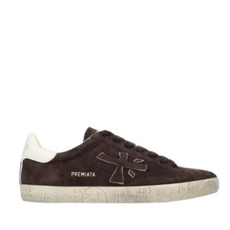 Premiata Bruine Su&egrave;de Kruispatroon Sneakers - Heren - Schoenen - Bruin - Maat: 41 EU Su&egrave;de