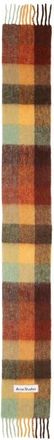 Acne Studios Vally Plaid Alpaca, Wool & Mohair Blend Scarf in Chestnut Brown/Yellow/Green at Nordstrom