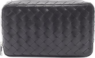Bottega Veneta Pre-owned Vintage Intrecciato Leren Pouch - Dames - Vintage Clutch - Zwart - ONE Size - Leer - Vintage