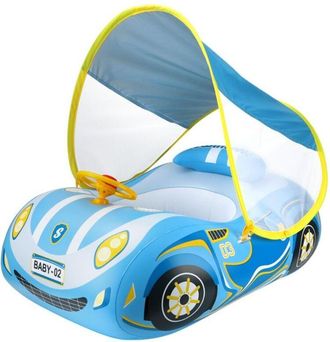 OEM Flotador Hinchable Para Beb&eacute;s Con Toldo En Forma De Coche, Flotador De Ba&ntilde;o Para Beb&eacute;s Con Asiento De Seguridad Y Bocina Con Forma De Volante Para Jug