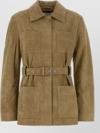 Tory Burch suede jacket belted waist collared neck