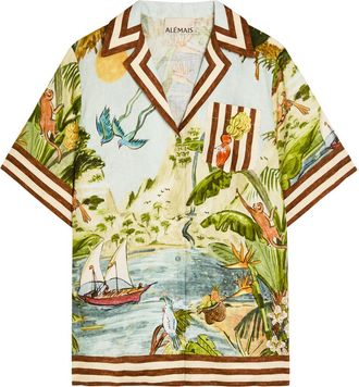 Alemais Alemais Toucan Tanga Printed Linen Shirt - Multicoloured - 12 (UK12 / M)