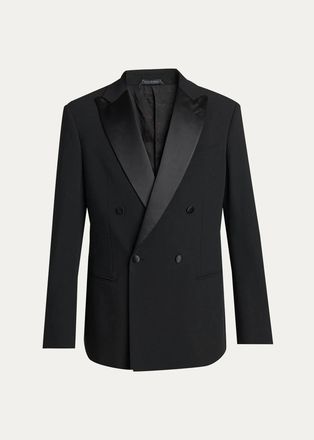 Giorgio Armani Mens Double Breasted Virgin Wool-blend Blazer