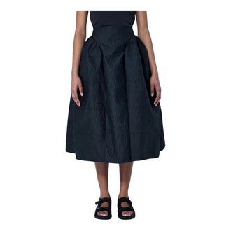 Cecilie Bahnsen Midi Skirts, female, Black, Size: XS Daphne Skirt Stria Matelasse