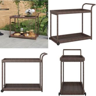 vidaXL Carrello da Bar Marrone 100x45x83 cm in Polyrattan - Carrello da cucina - Carrello da patio