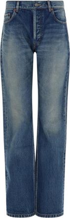 Saint Laurent Blue Straight High Rise Jeans