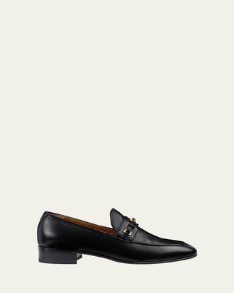 Gucci Ed Leather Medallion Strap Loafers