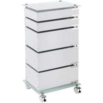 Oresteluchetta Cajonera Moderna Con Ruedas Para Oficina 5 Cajones Y Estante De Vidrio Easy 5/c