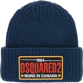 Dsquared2 Blue Logo Knitted Beanie Cap