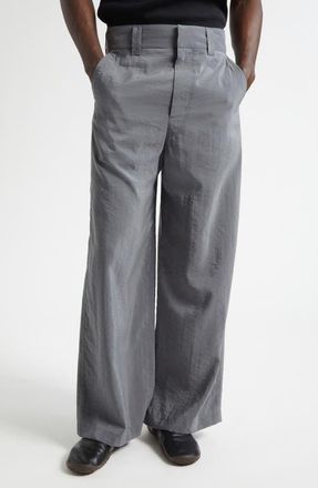 Christophe Lemaire High Waist Silk Blend Wide Leg Pants in Aluminium at Nordstrom, Size 32 Us