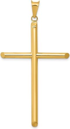 Diamond2Deal 14k Yellow Gold 3-D Polished Hollow Cross Pendant