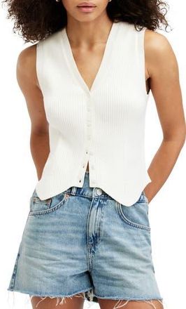 AllSaints Cruz Rib Vest in Chalk White at Nordstrom Rack, Size Large