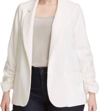 Skies Are Blue Clothing Womens Open Front Blazer - Plus In Oyster