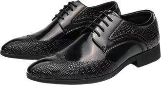 Generic Premium Mens Dress Shoes Breathable Pointed Toe Oxfords Business Formal and Casual Wear British Style Leather Footwear(Black,10.5)