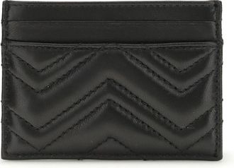 Gucci Womens Gg Marmont Cardholder Black-Black Lamb Ovis Aries Wallets & Purses Black/black