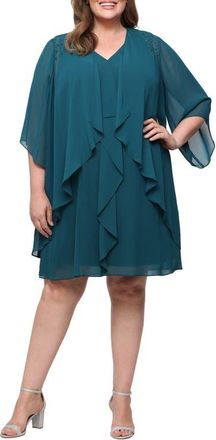 S.L. Fashions Chiffon Sleeveless Dress with Beaded Jacket in Mallard at Nordstrom, Size 16W