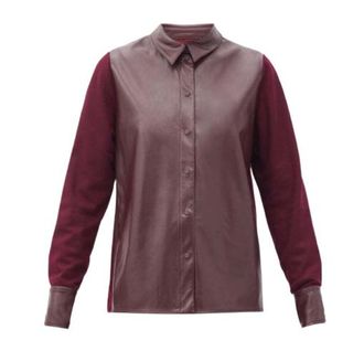 Roksanda Ilincic burgundy faux leather Paden shirt Size M