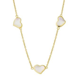 Jan Leslie Triple Station Heart 20 Necklace Set In Sterling Silver With 18K Gold Overlay in White at Nordstrom