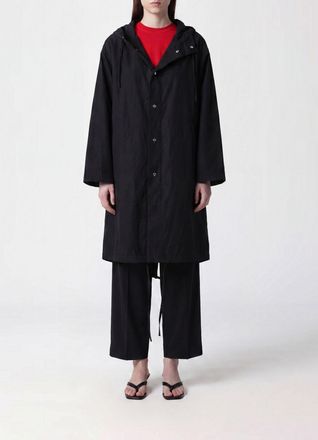 Jil Sander Parka lungo in cotone con cappuccio e coulisse