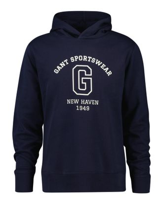 GANT Hoodie GANT GRAPHIC SWEAT HOODIE, Herren, Gr. M, blau (evening blau), Sweatware, Obermaterial: 80% Baumwolle, 20% Polyester, Rippb&uuml;ndchen, Sweatshirts