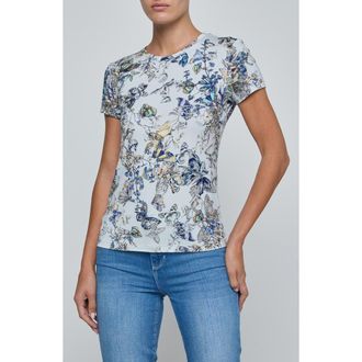 L'agence Ressi Butterfly Print T-Shirt in Grey Multi Watercolr Butterfly at Nordstrom, Size X-Small