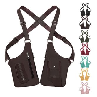 Generic Premium Leather Adjustable Underarm Shoulder Bag, Anti-Theft Hidden Storage Double Shoulder Armpit Bag (Brown)