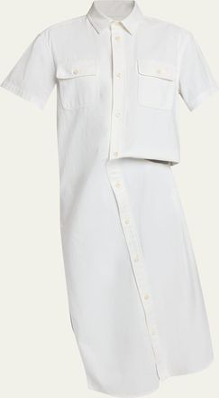 sacai Asymmetric Short-Sleeve Denim Midi Shirtdress